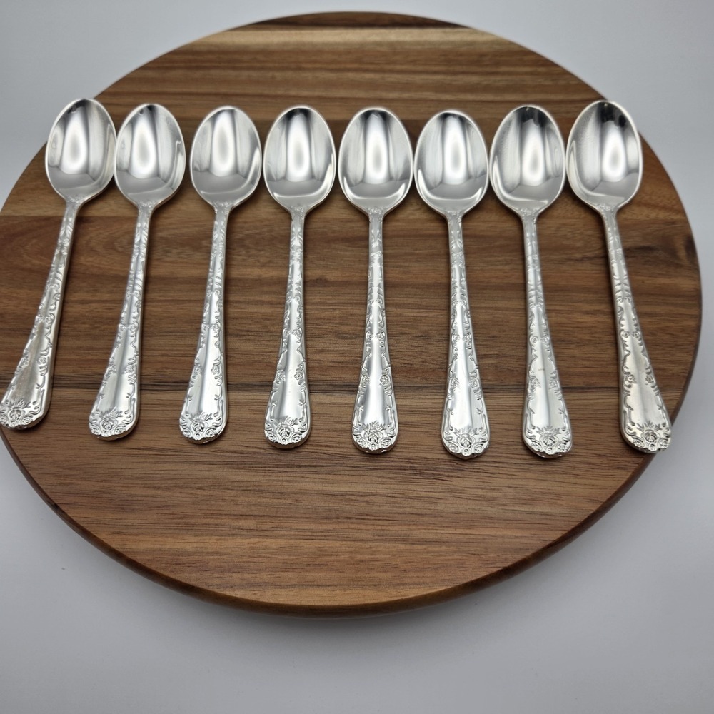 WM. Rogers & Son Enchanted Rose Silverplate Flatware Teaspoons Set‎ Of 8